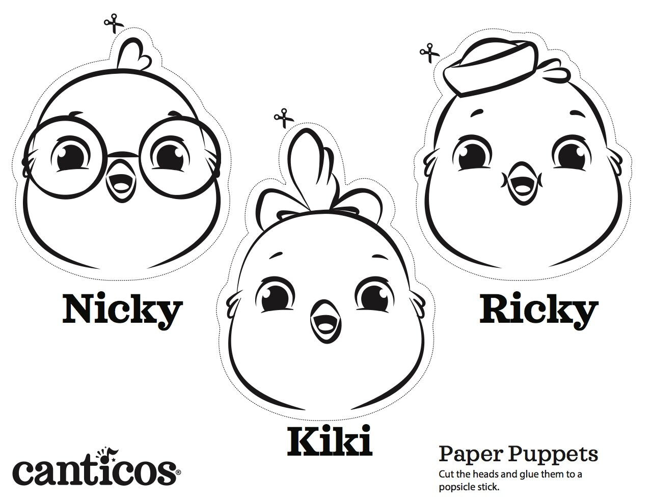 Printable Chickie Paper Puppet Headbands