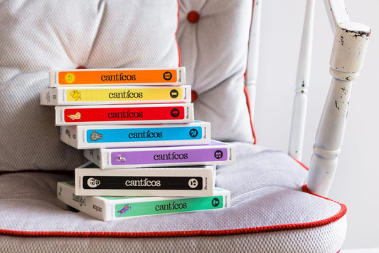 Canticos bilingual nursery rhyme books in English and Spanish.