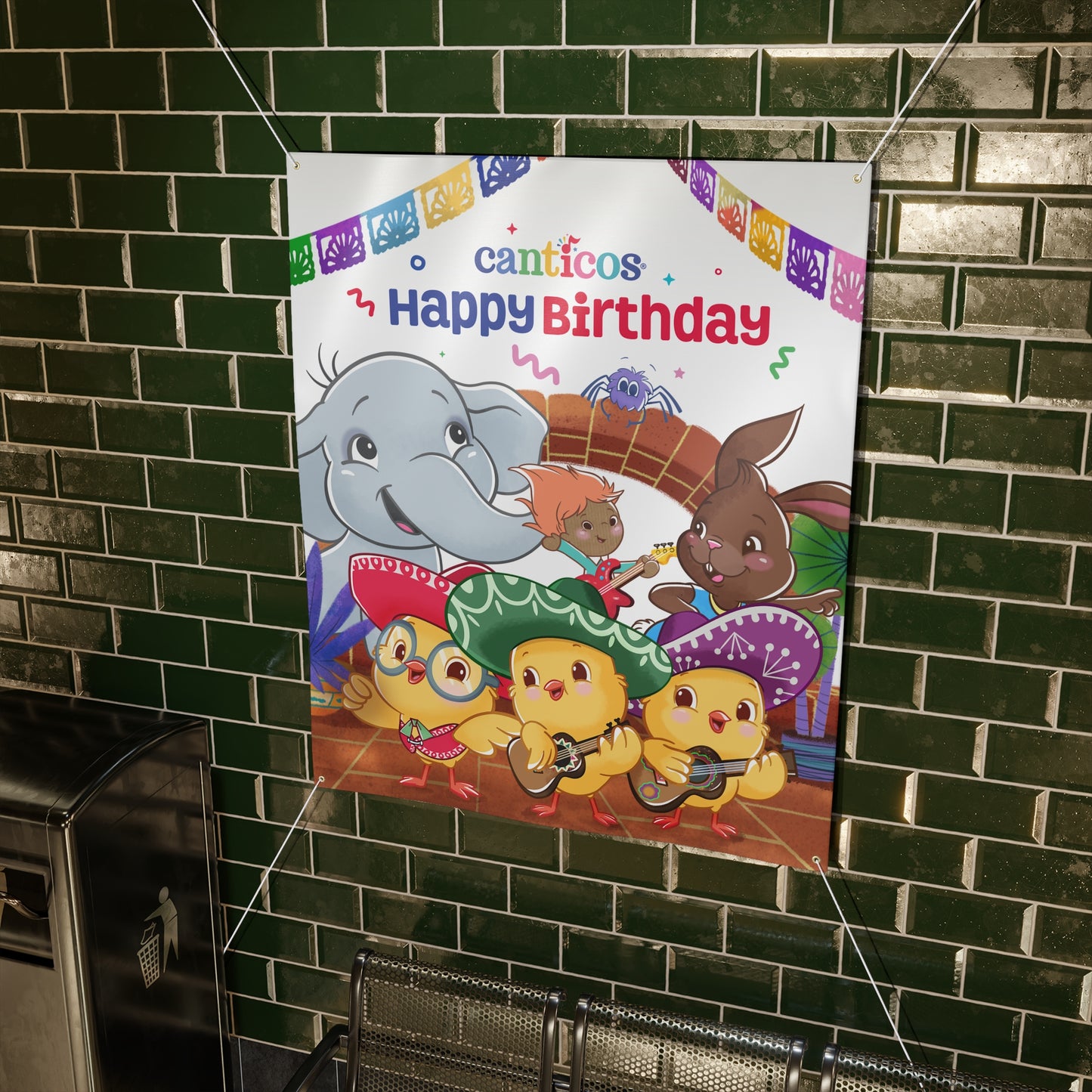 Happy Birthday Mariachi Chickies, Benji, Lili, Pin Pon & Sammy Banner