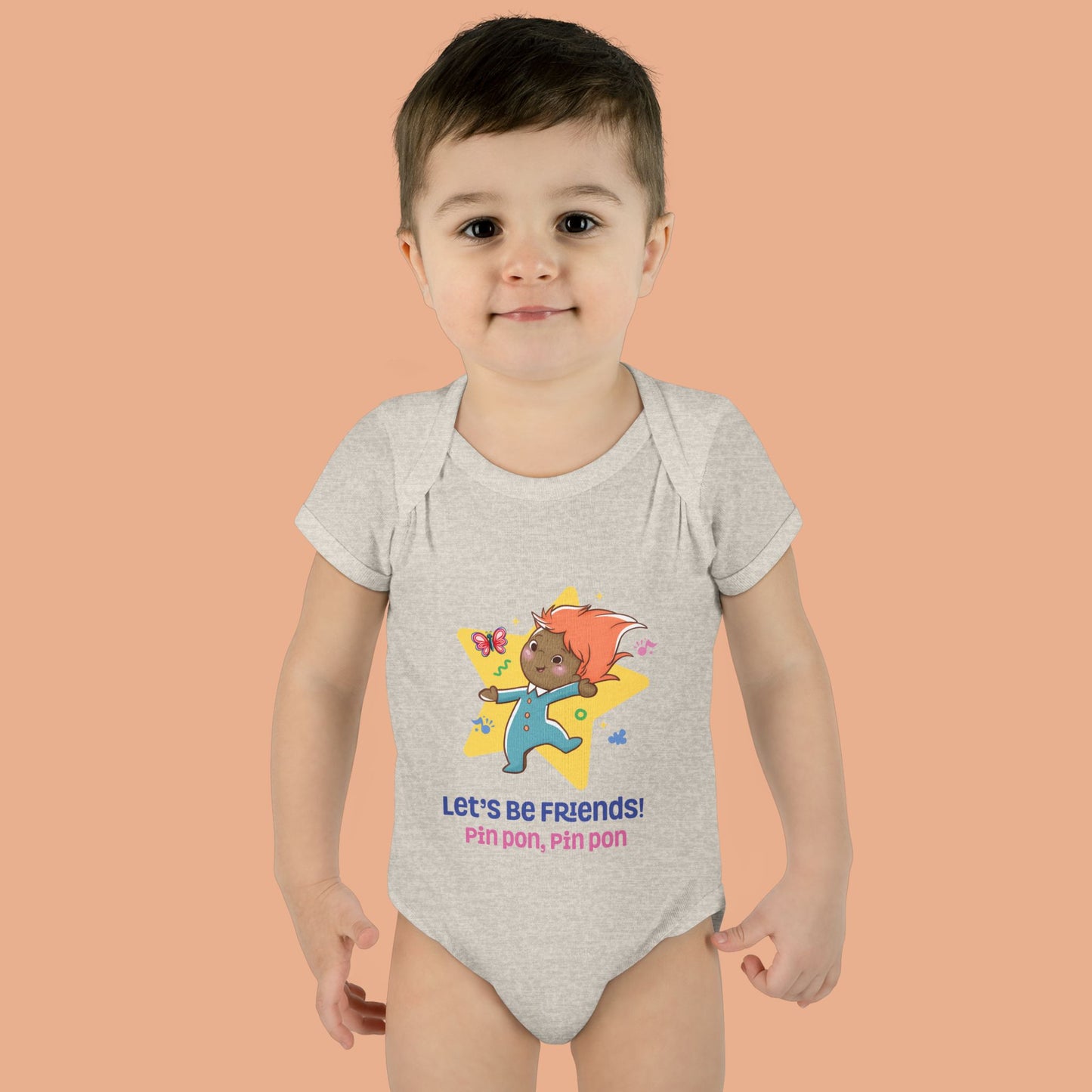Pin Pon Let’s Be Friends Infant Bodysuit / Baby Onesie