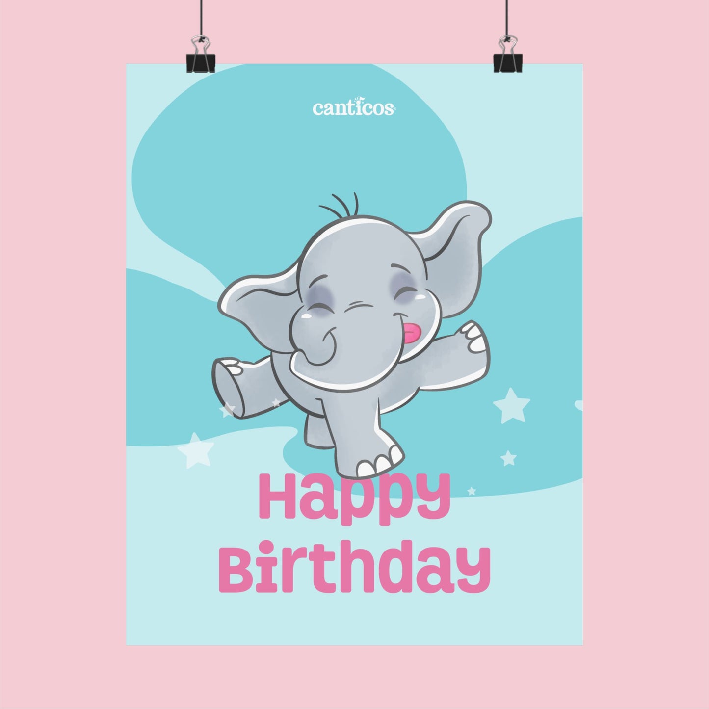 Benji Happy Birthday Dancing Elephant Kids Poster