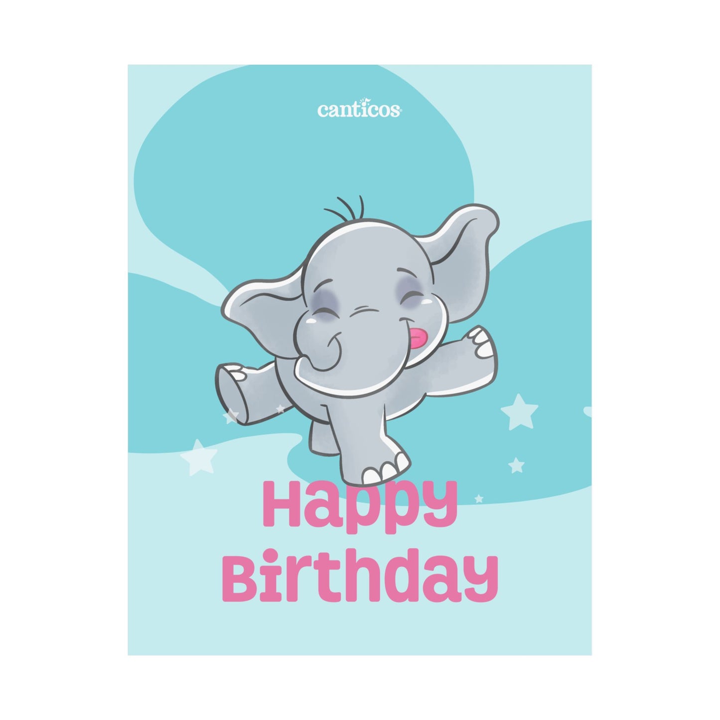 Benji Happy Birthday Dancing Elephant Kids Poster