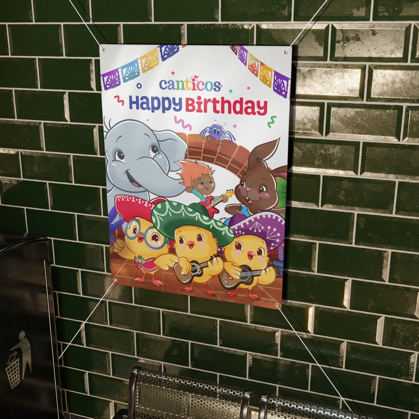 Happy Birthday Mariachi Chickies, Benji, Lili, Pin Pon & Sammy Banner