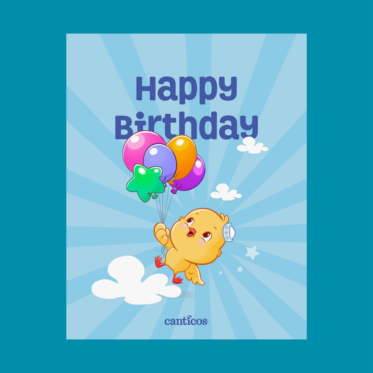 Ricky Happy Birthday Balloon Sky Kids Poster