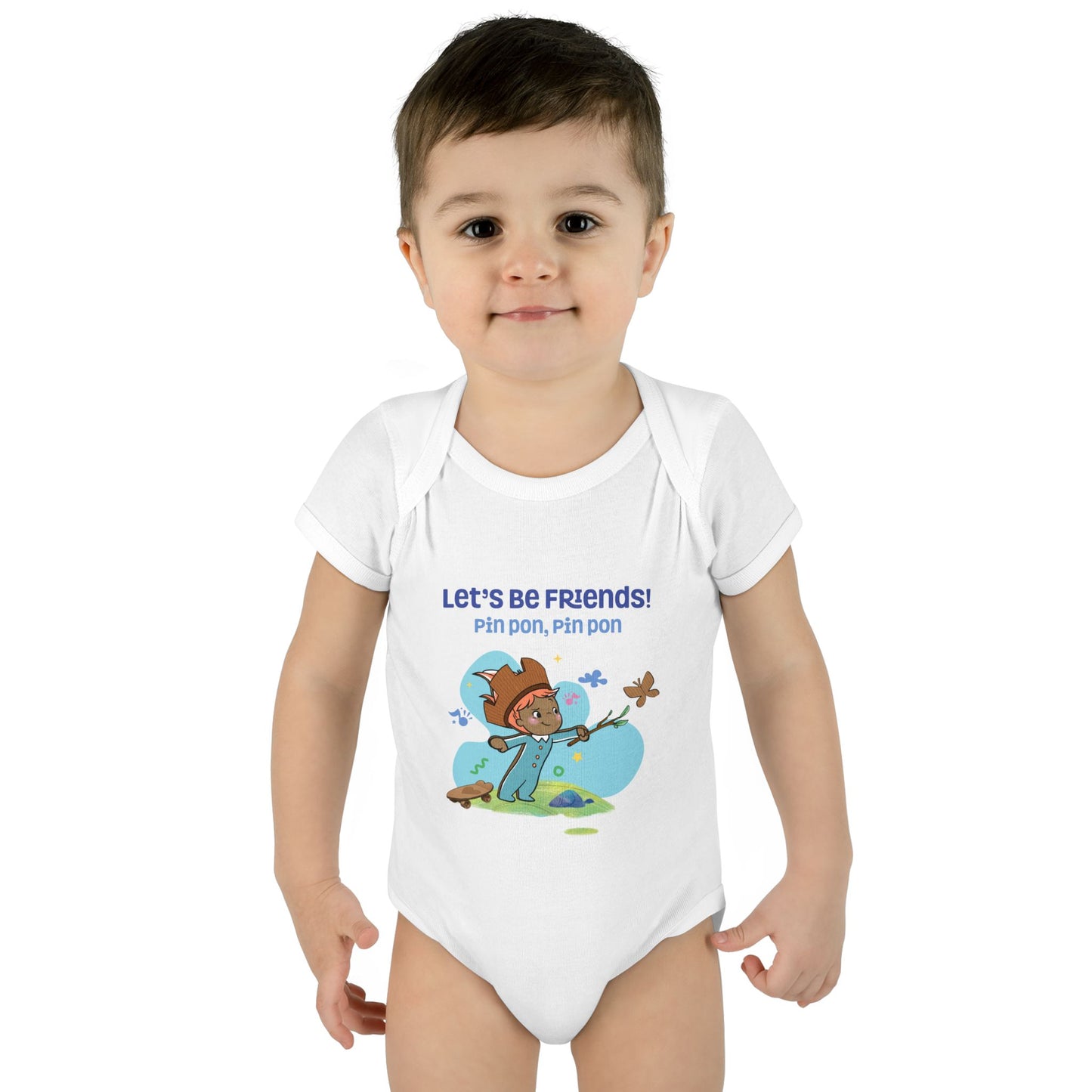 Pin Pon Let’s Be Friends Infant Bodysuit / Baby Onesie