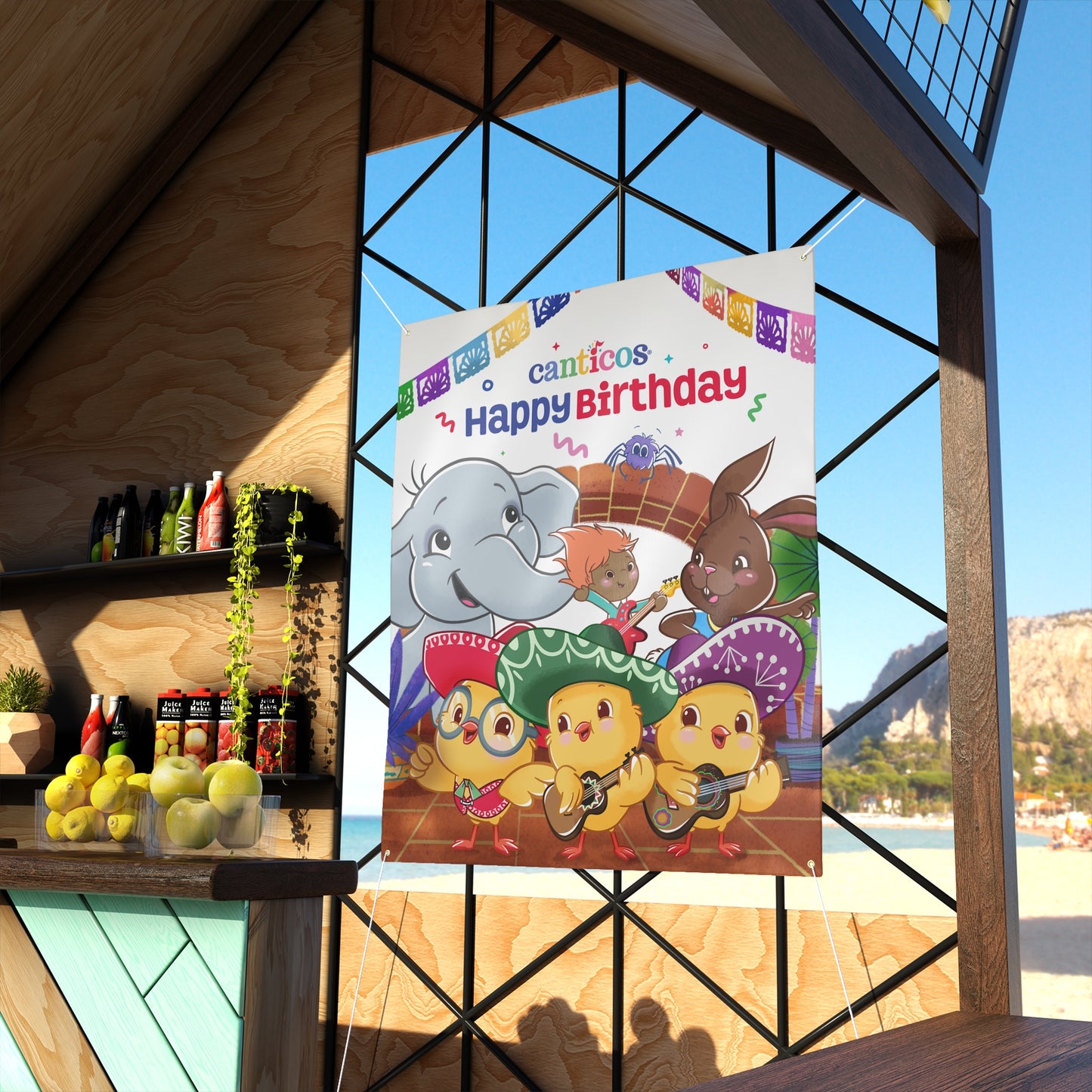 Happy Birthday Mariachi Chickies, Benji, Lili, Pin Pon & Sammy Banner