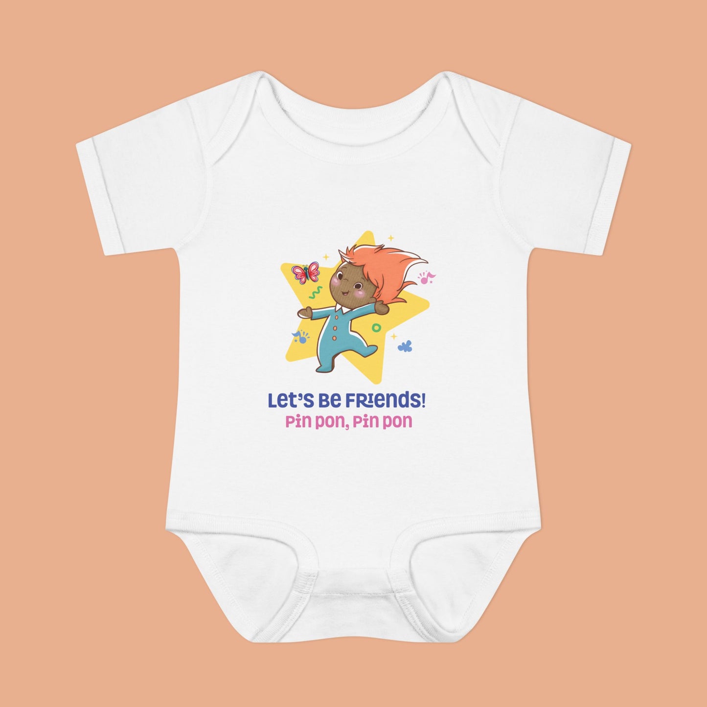 Pin Pon Let’s Be Friends Infant Bodysuit / Baby Onesie