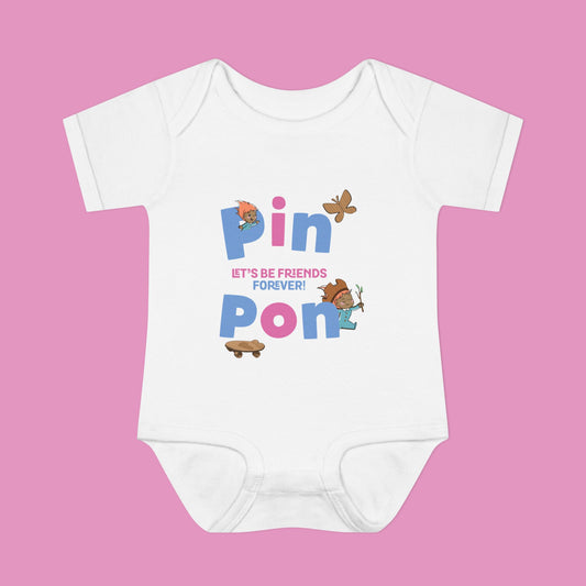 Pin Pon Friends Forever Pink Infant Bodysuit / Baby Onesie