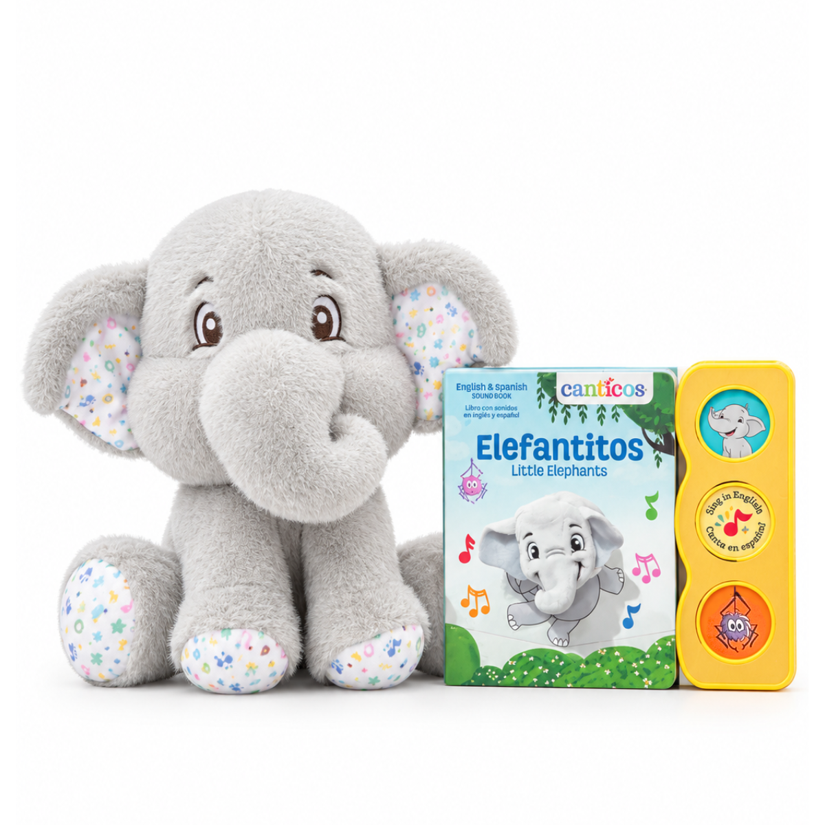 PRE-SALE: Benji Plush + Little Elephants / Elefantitos Bilingual Sound Book Bundle