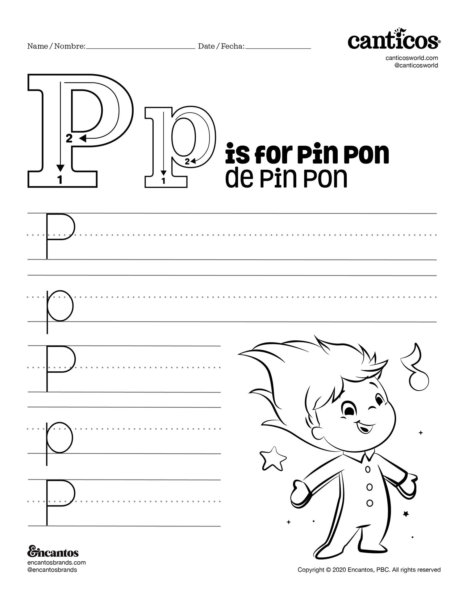 Letter P for Pin Pon - Free Activity Sheet