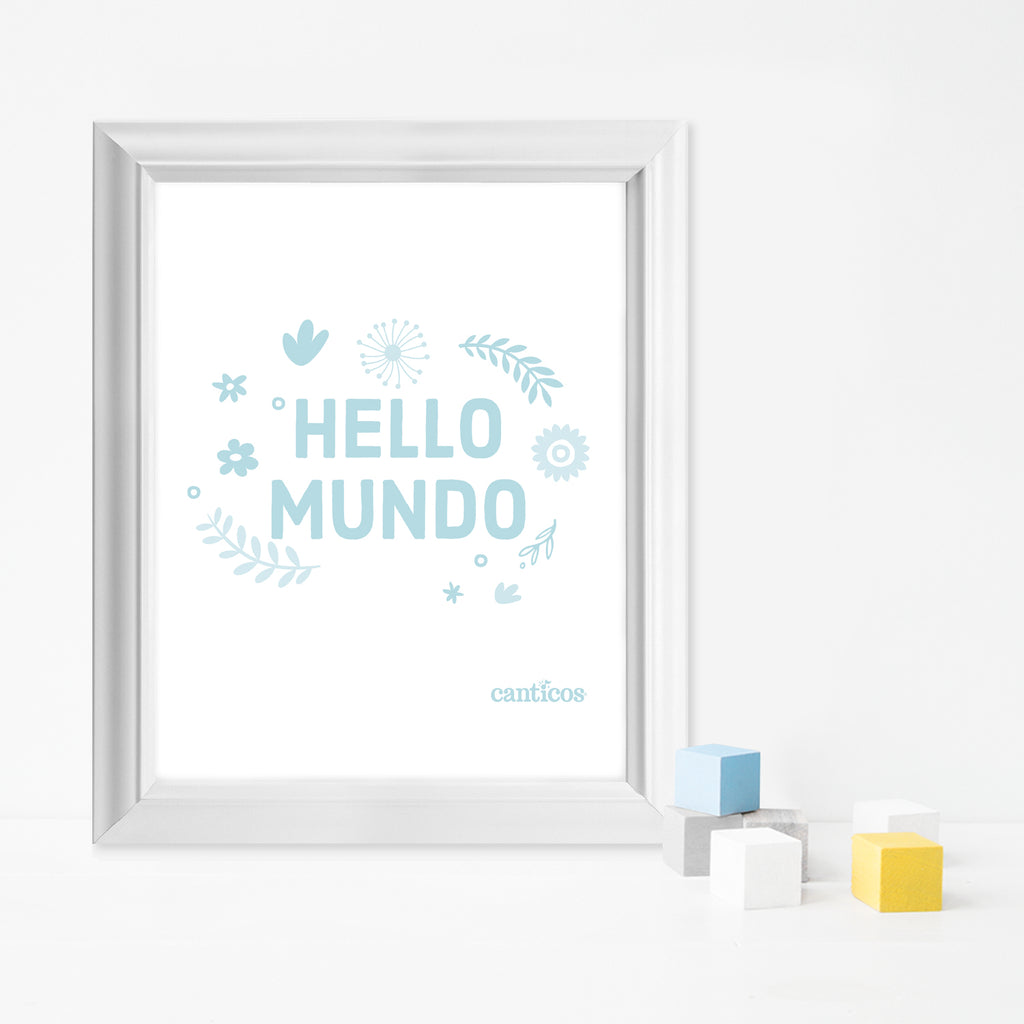 Hello Mundo Blue - Framed Poster